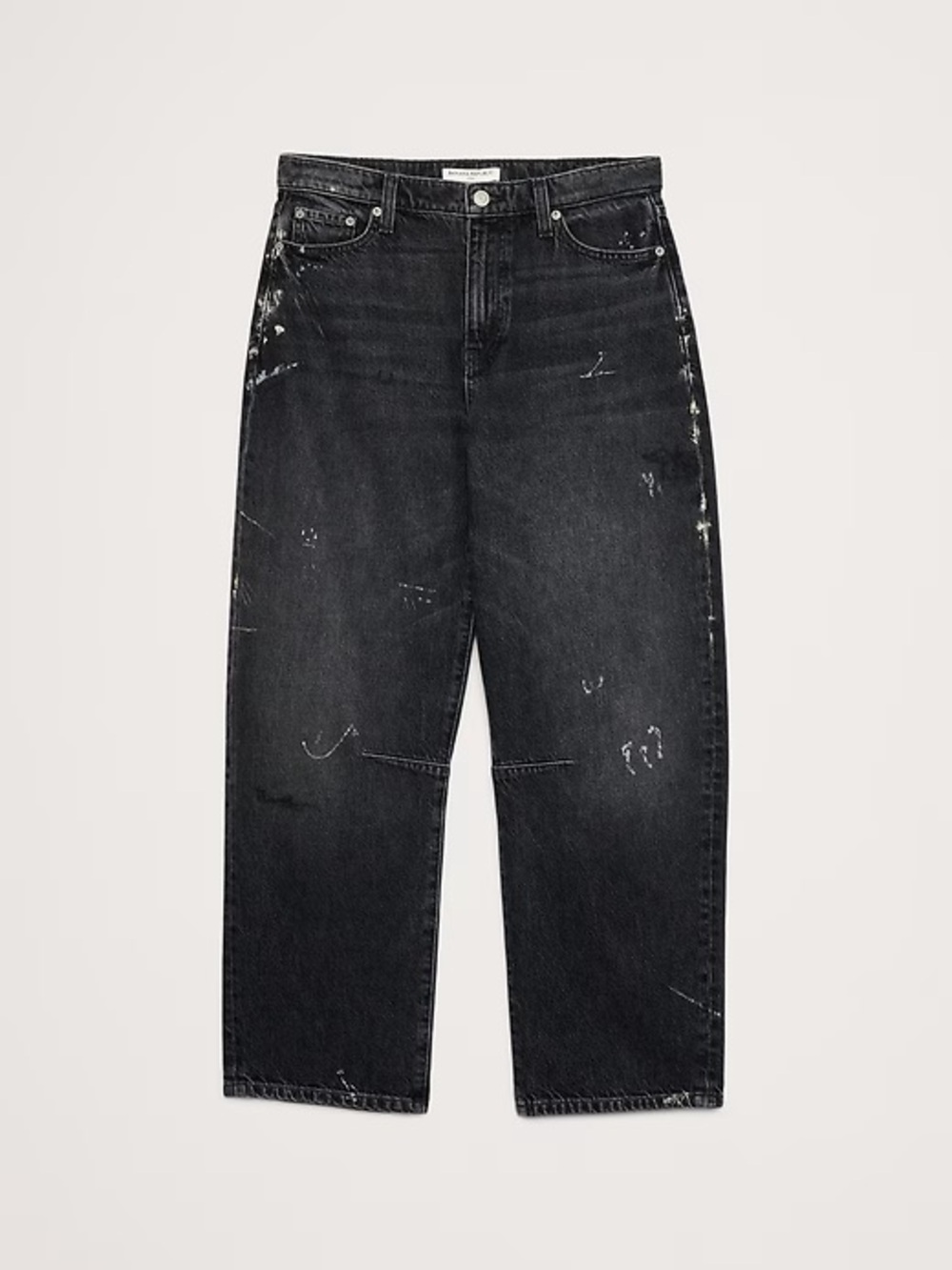 NWT! Banana Republic Mid Rise Barrel Ankle Splatter Black Jean(#825213)🩷 - Picture 3 of 6